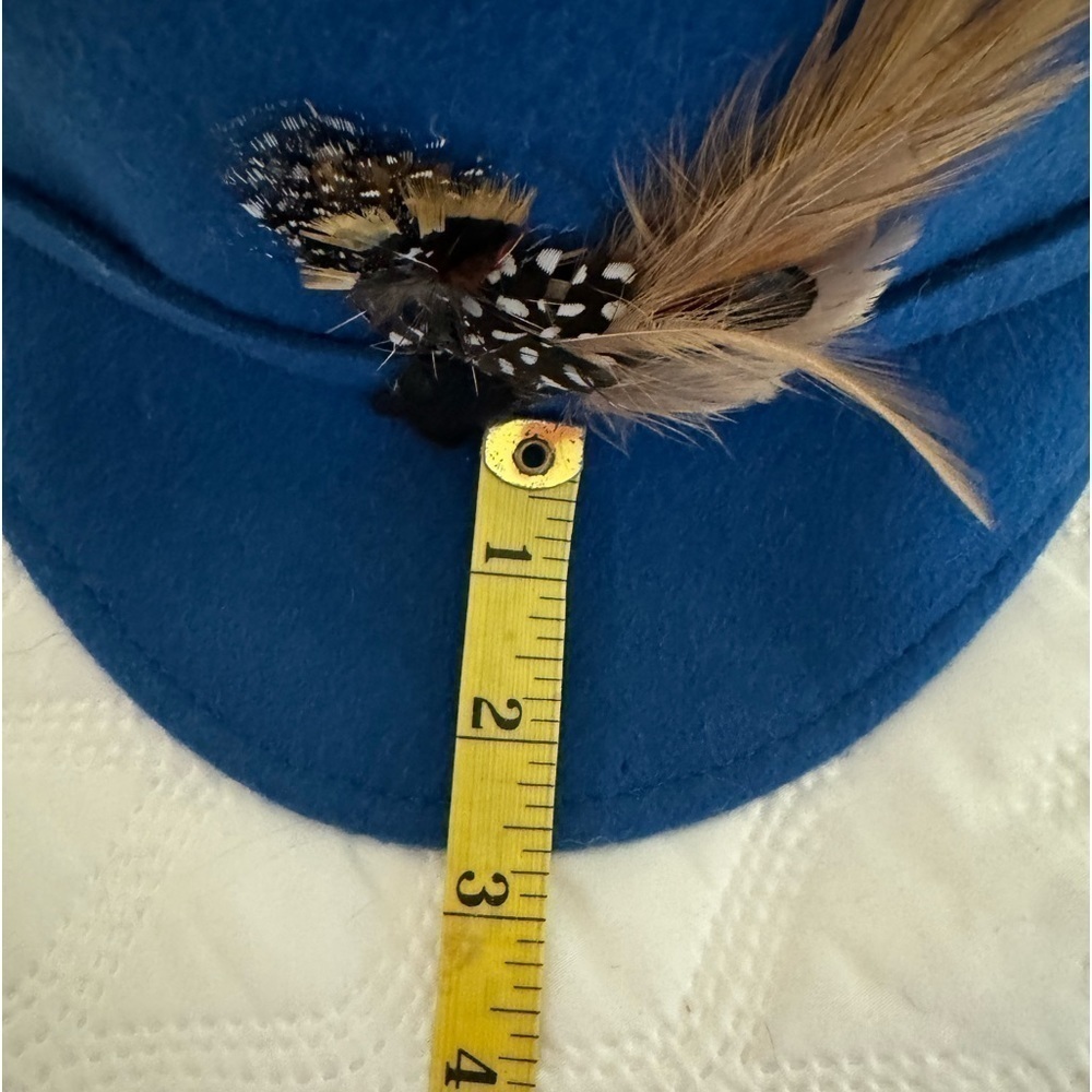 Magid Women's Blue Wool Bucket Hat w/feather accent vintage - Picture 6 of 8
